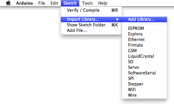 Importování knihovny v Arduino IDE