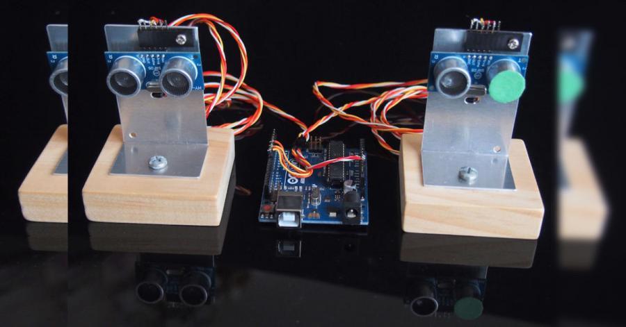 Arduino echolokátor ze dvou ultrazvukových modulů