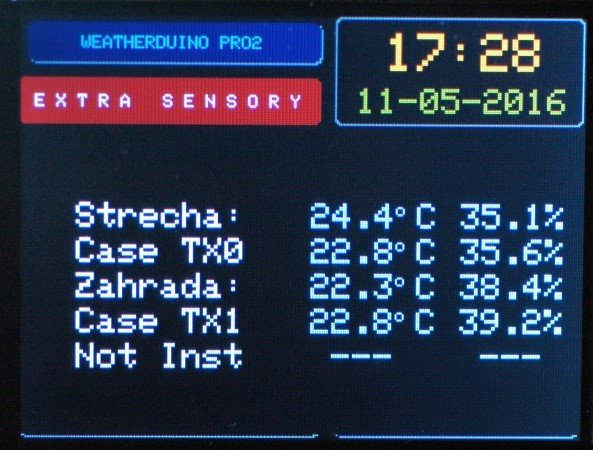 Arduino meteostanice WeatherDuino - Detail displeje