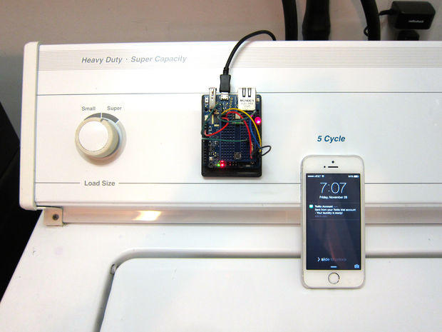 Arduino Yun - kontrola prádla v pračce