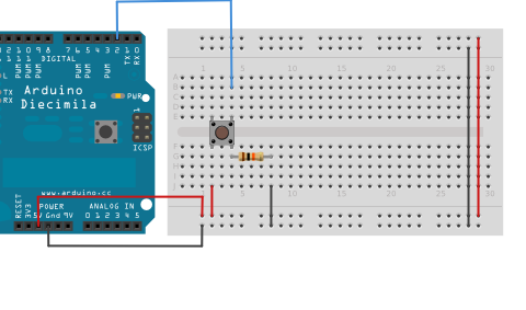 Zapojení tlačítka k Arduinu pomocí breadboardu