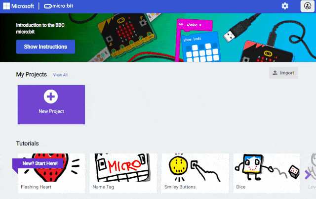 MakeCode microbit Getting Started Tour