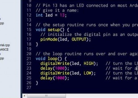 Mariamole alternativa k Arduino IDE, ukázka psaní kódu