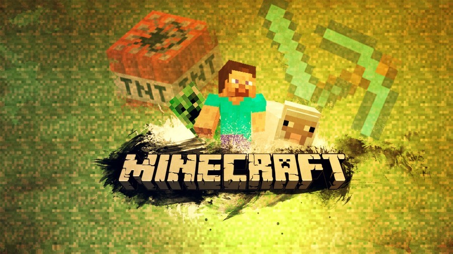 Screenshot z úvodní obrazovky hry Minecraft