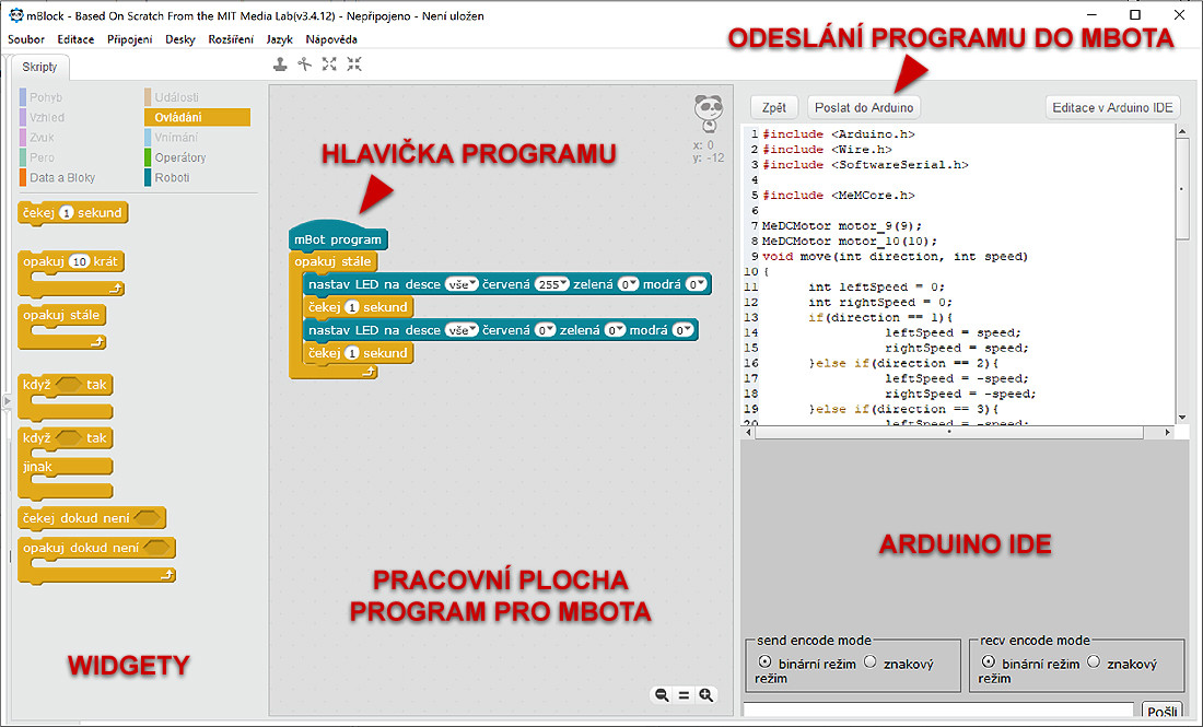 materiały mbot - poziom średnio zaawansowany - code... Jak se programuje mBot - Bastlírna HWKITCHEN