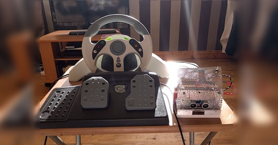 Arduino sumobot řízený herním volantem