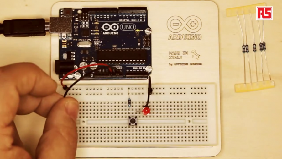 Použití beadboardu k Arduinu, použití LED a tlačítka