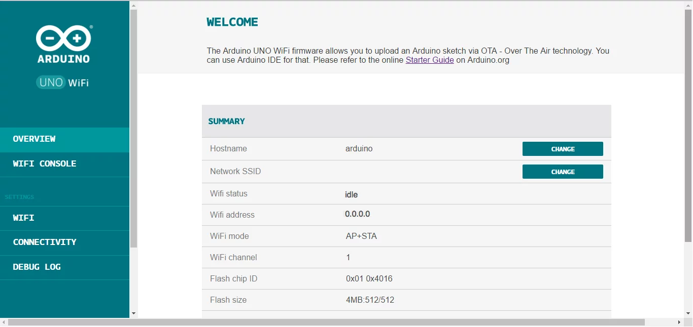 Arduino UNO WiFi Webpanel