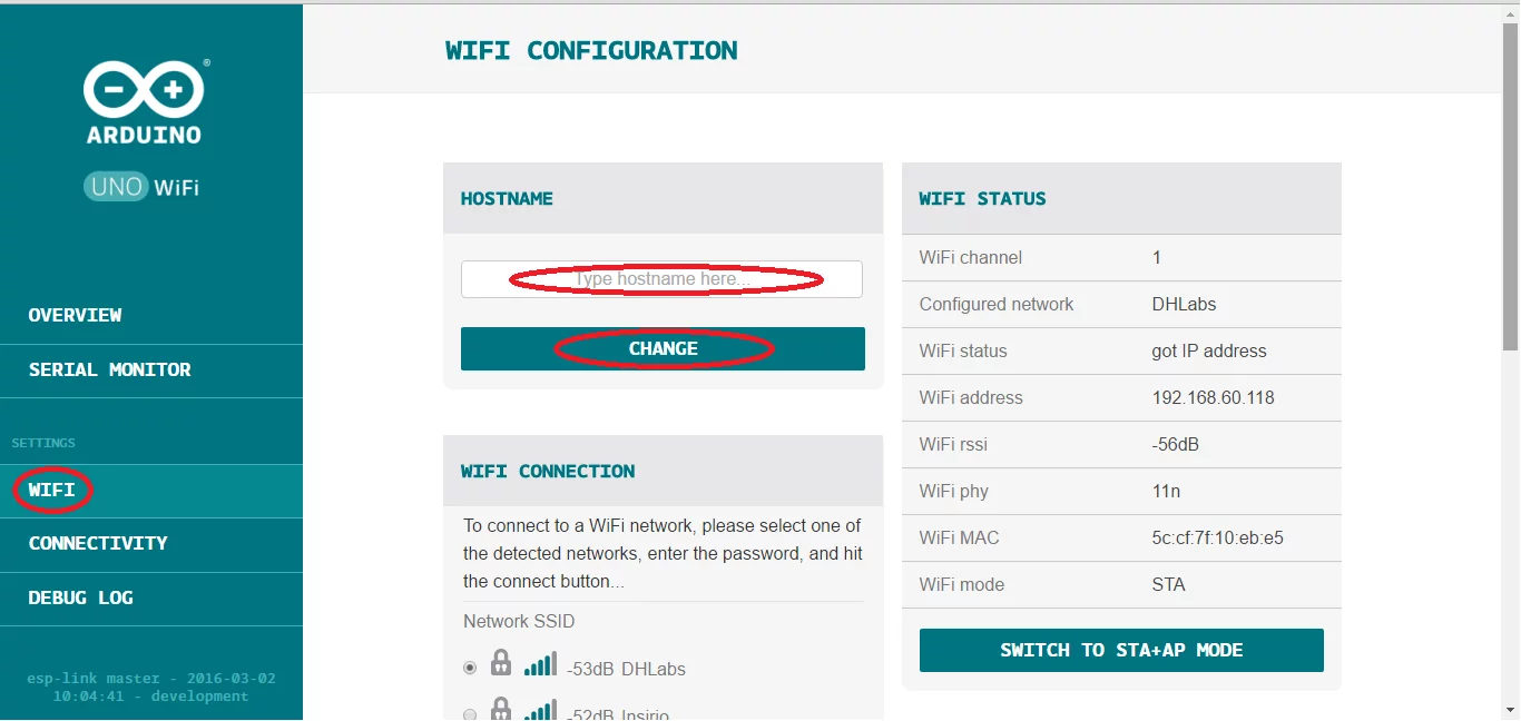 Arduino UNO WiFi Webpanel