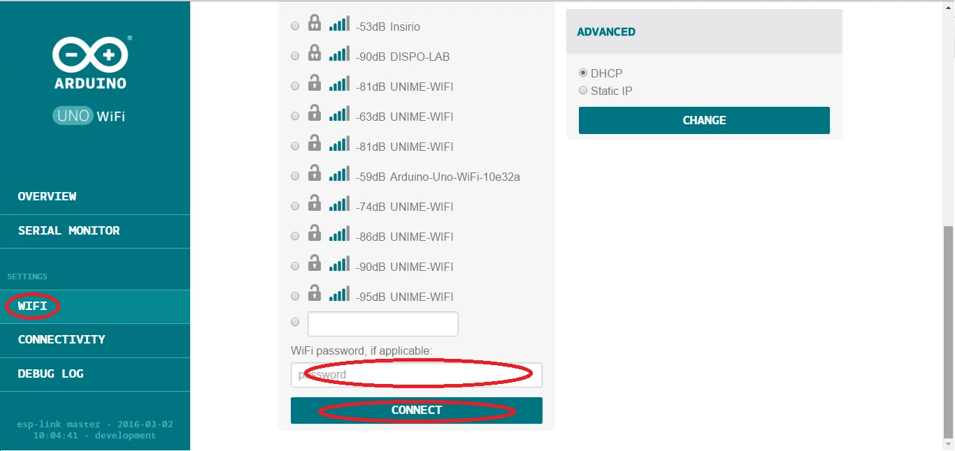 Arduino UNO WiFi Webpanel