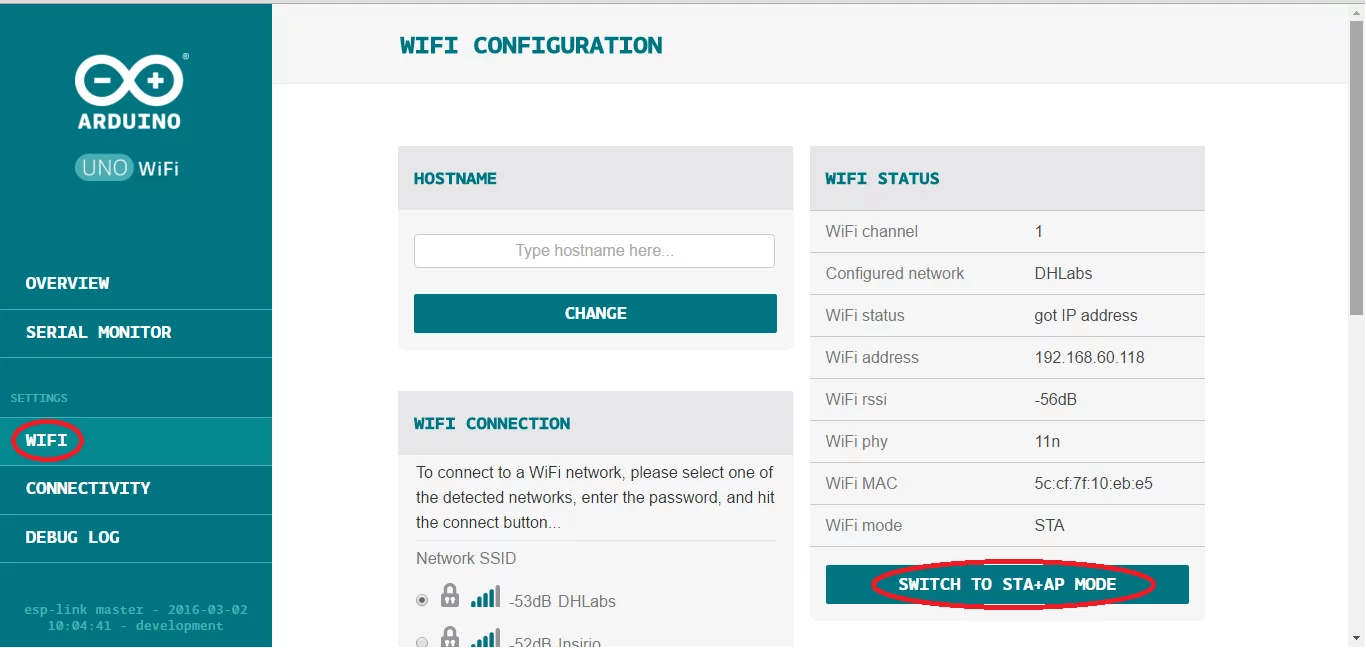 Arduino UNO WiFi Webpanel