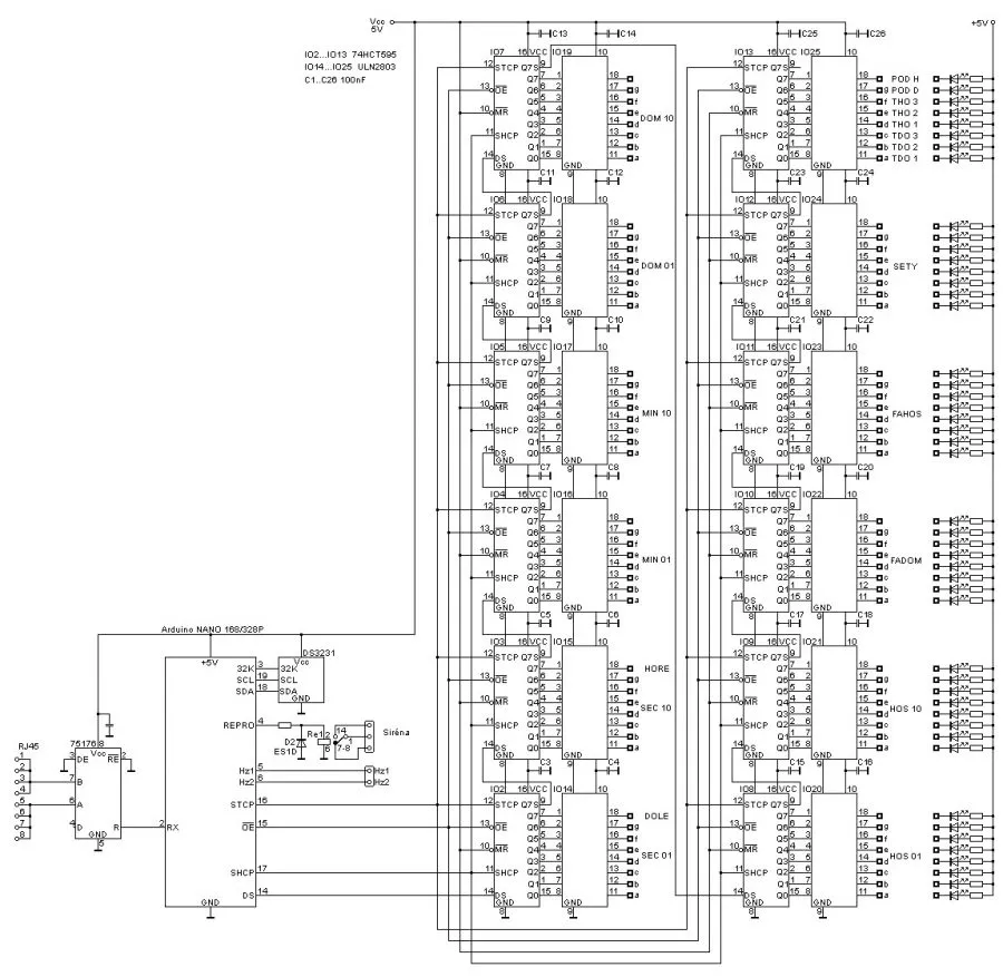 Arduino časomíra - Schéma hlavní jednotky