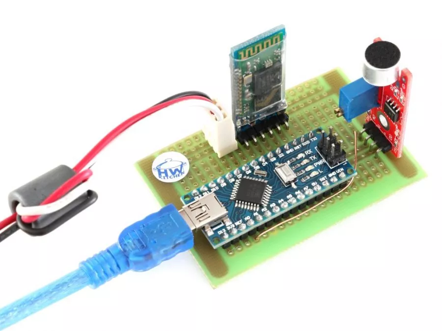 Arduino lampión - řídící PCB (Arduino NANO, Bluetooth HC-05, zvukový modul)