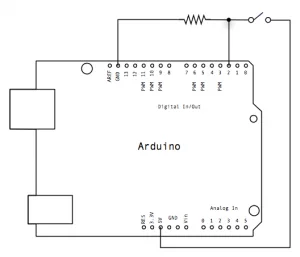 Schéma zapojení tlačítka k Arduinu