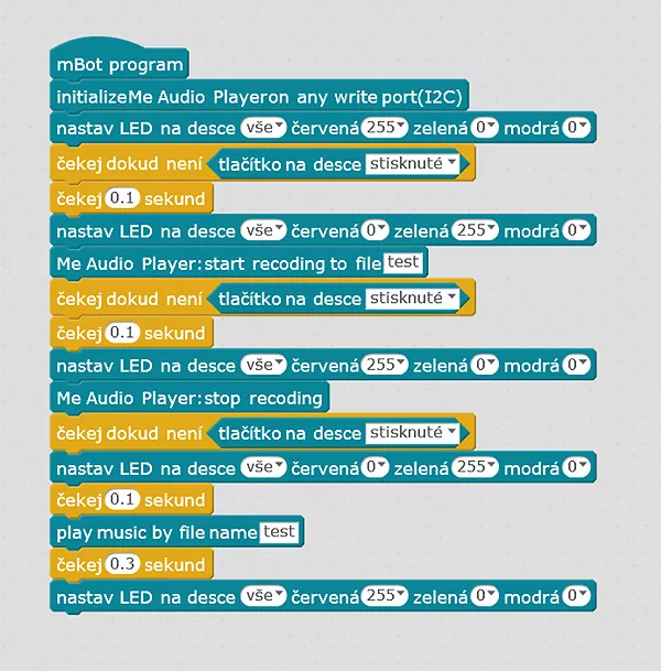 mbot - program pro ukázku ukládání zvuků na kartu